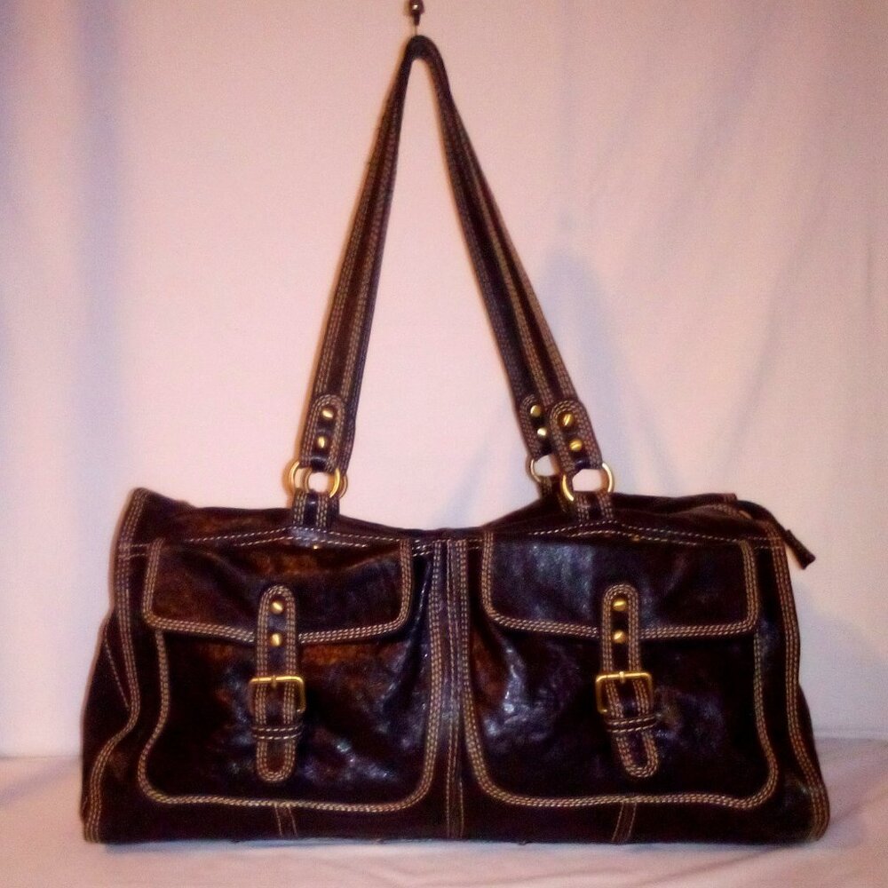Anthropologie Chocolat Blu Leather Tote/Shoulder Bag: Black. Large. Very Soft